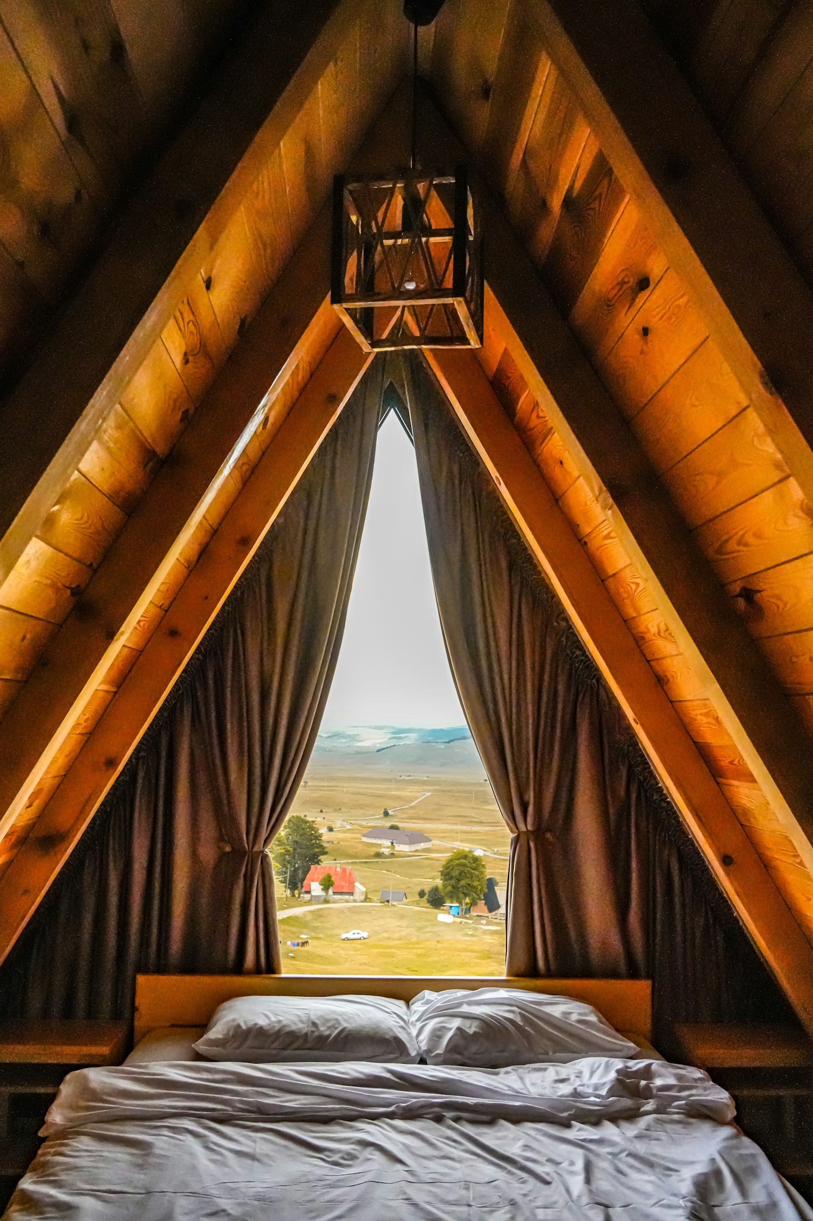 The view from the bed through the gable window